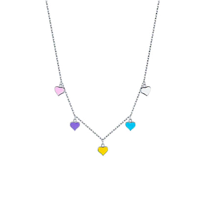 Sterling Silver Chloe Multicolor Heart Enamel Necklace