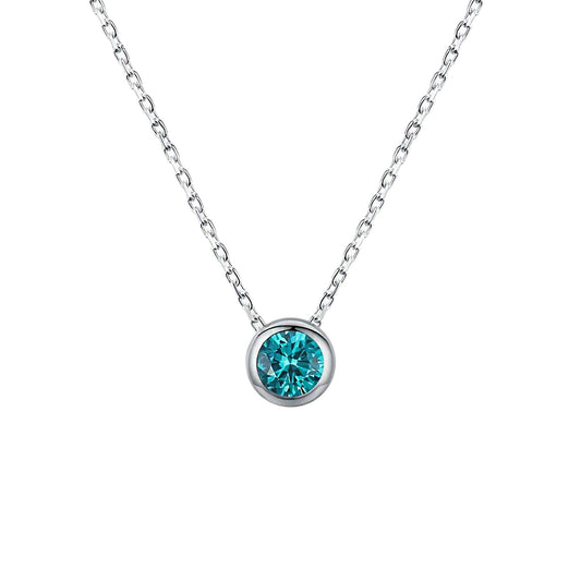 Sterling Silver Bella Bezel Blue Topaz Necklace