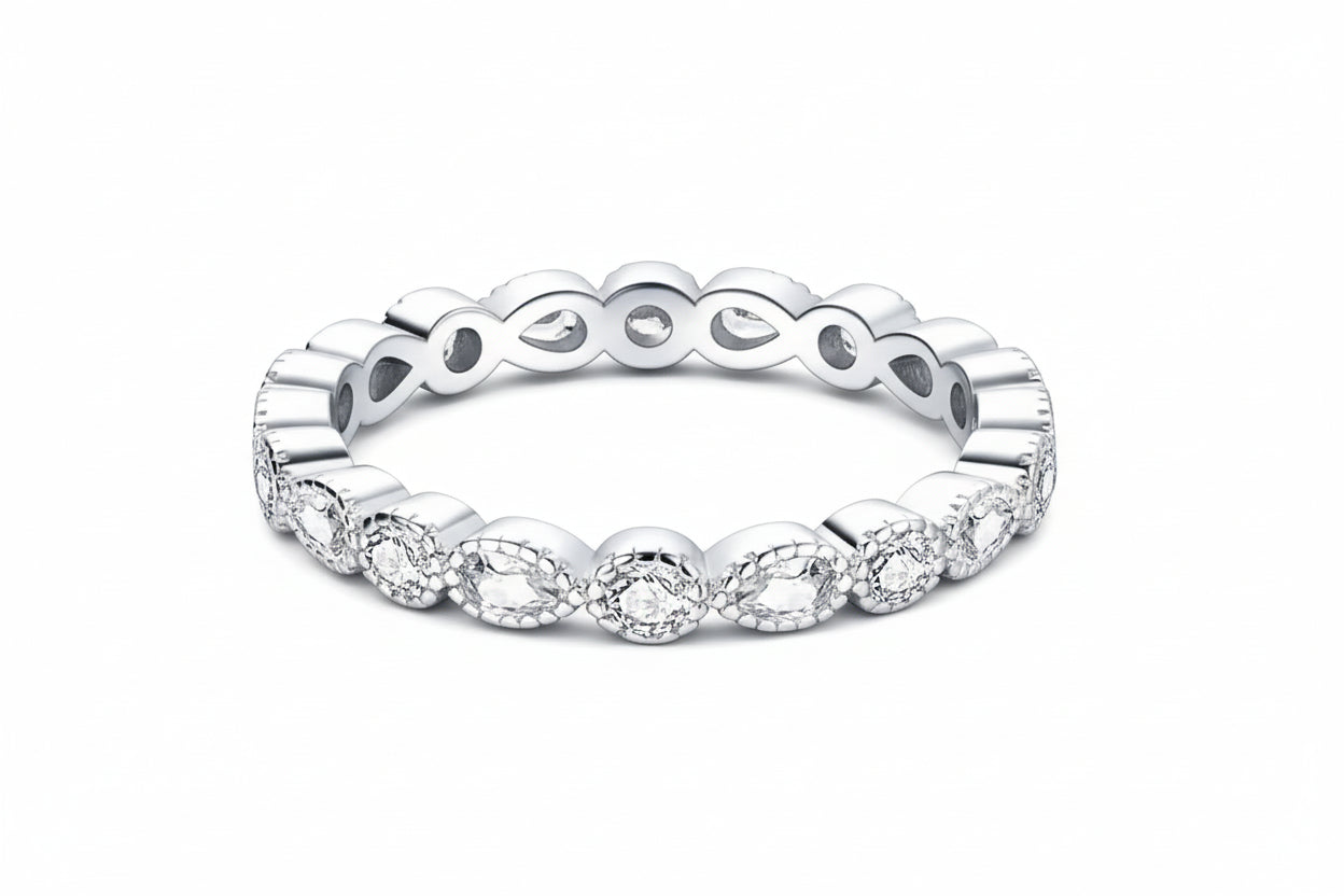 Sterling Silver Kim Marquise Sparkle Band