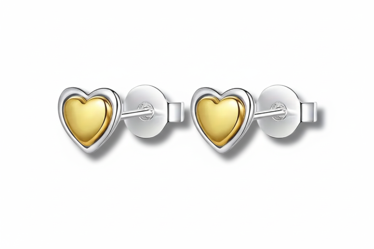 Two-Tone Amanda Heart Stud Earrings
