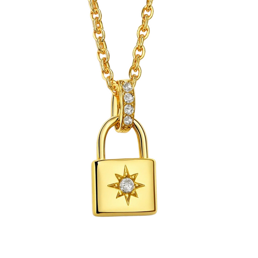 14K Vermeil North Star Lock Necklace