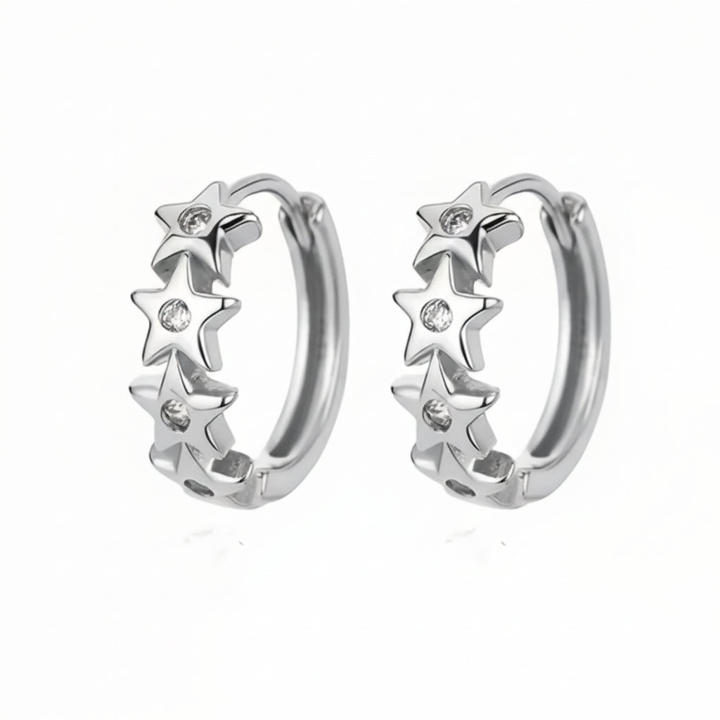 Yellow Gold Plated Starburst Huggie Hoop Earrings