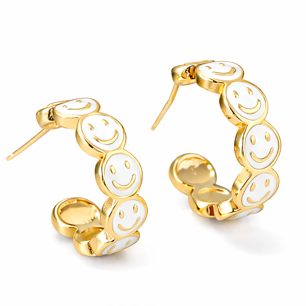 Purple Enamel Emmie Smile Hoop Earrings