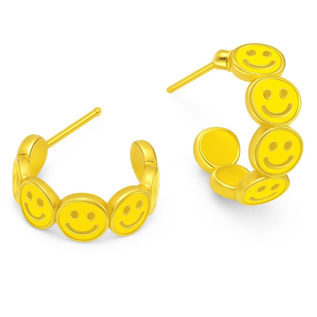 Blue Enamel Emmie Smile Hoop Earrings