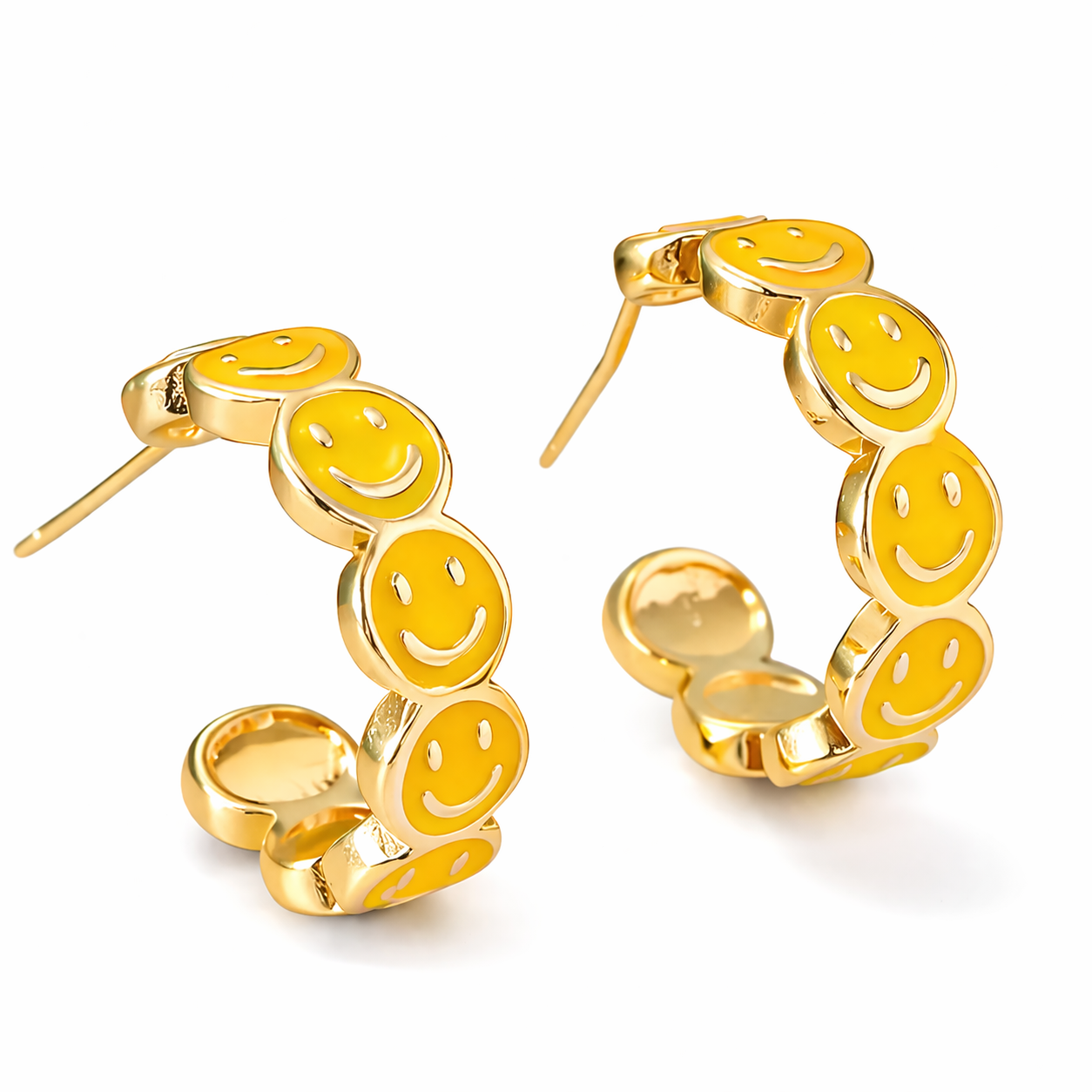 Purple Enamel Emmie Smile Hoop Earrings