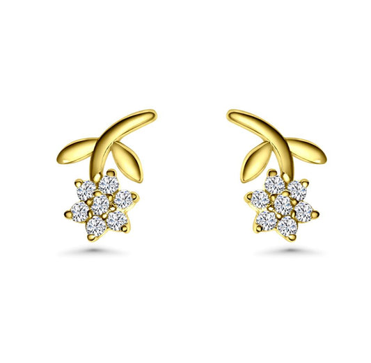14K Vermeil Flower & Stem Earrings