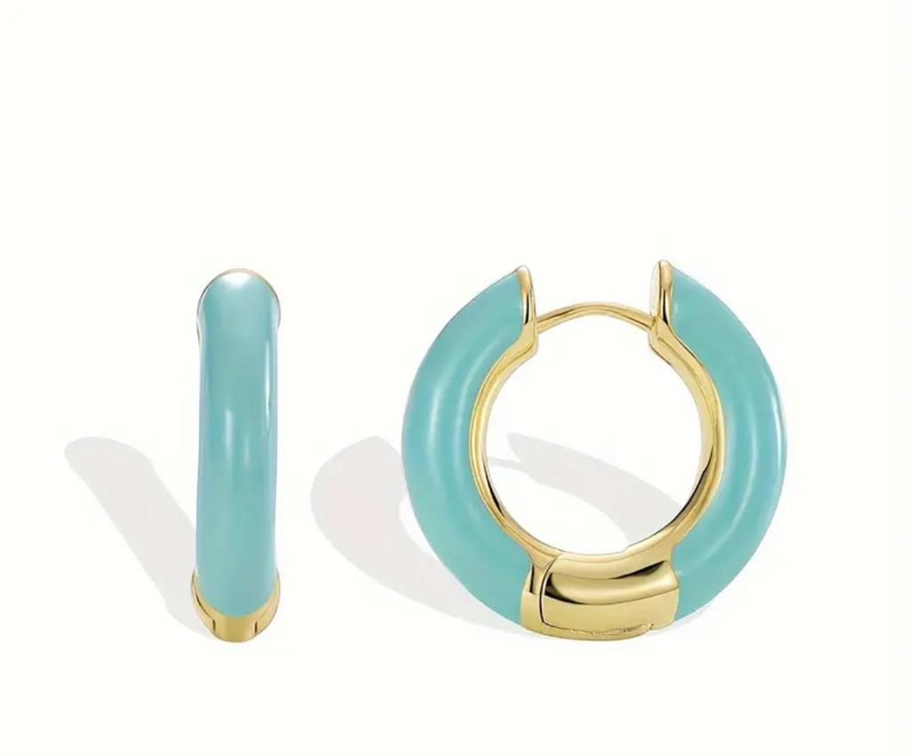 14K Gretchen Turquoise Enamel Earrings