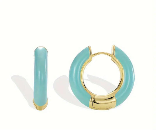 14K Gretchen Turquoise Enamel Earrings