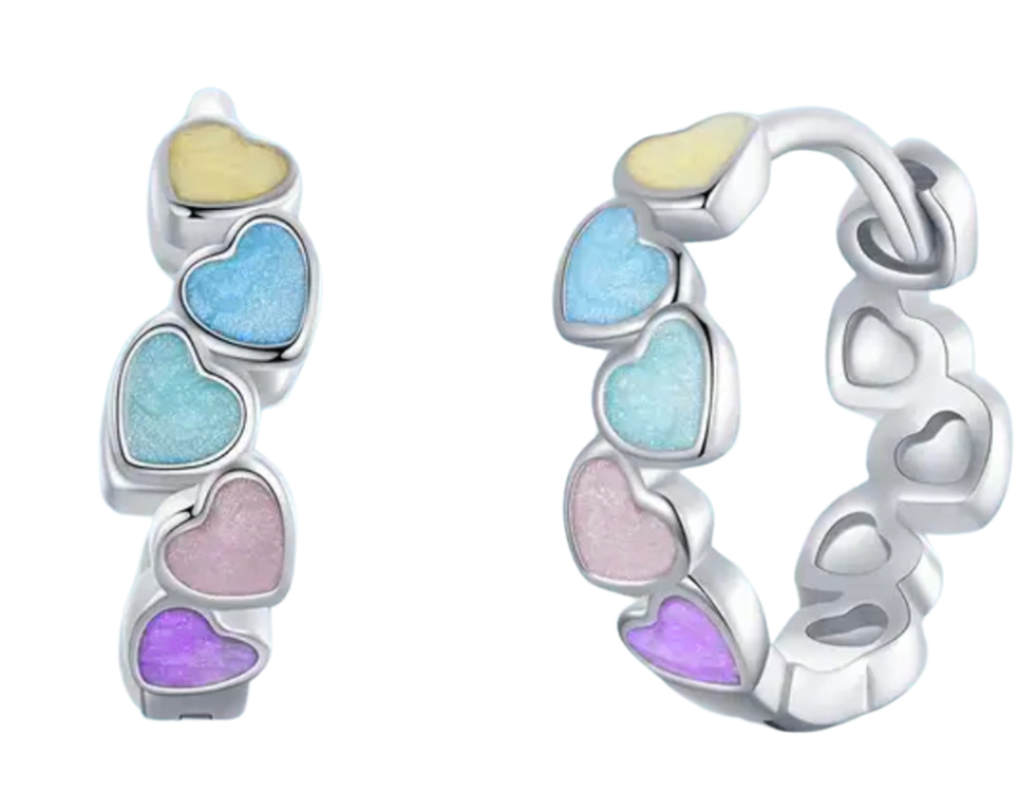 Sterling Silver Heart Hoop Earrings
