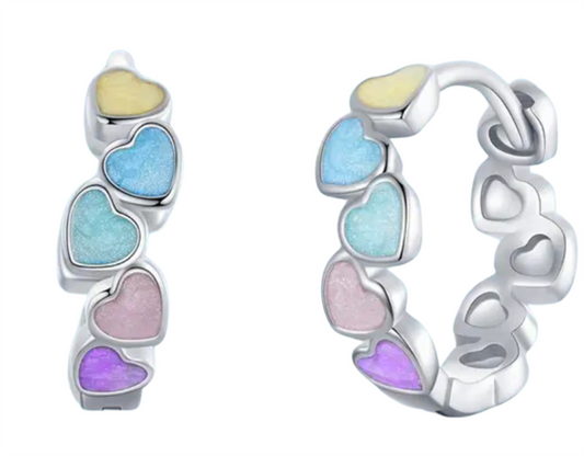 Sterling Silver Heart Hoop Earrings