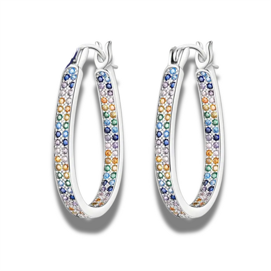 Sterling Silver Oval Hoop Earrings