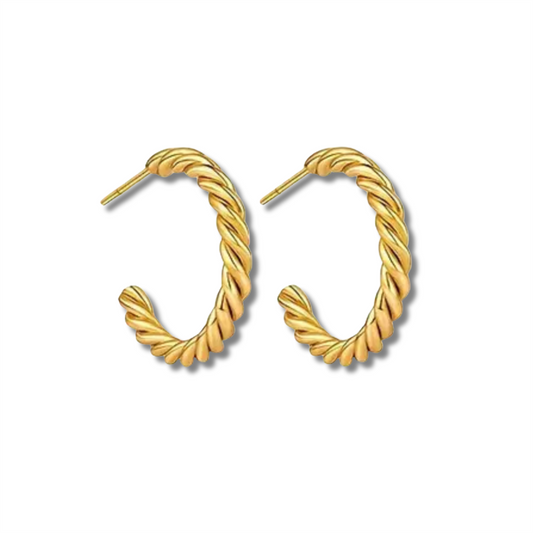 14K Vermeil Twisted C Hoop Earrings