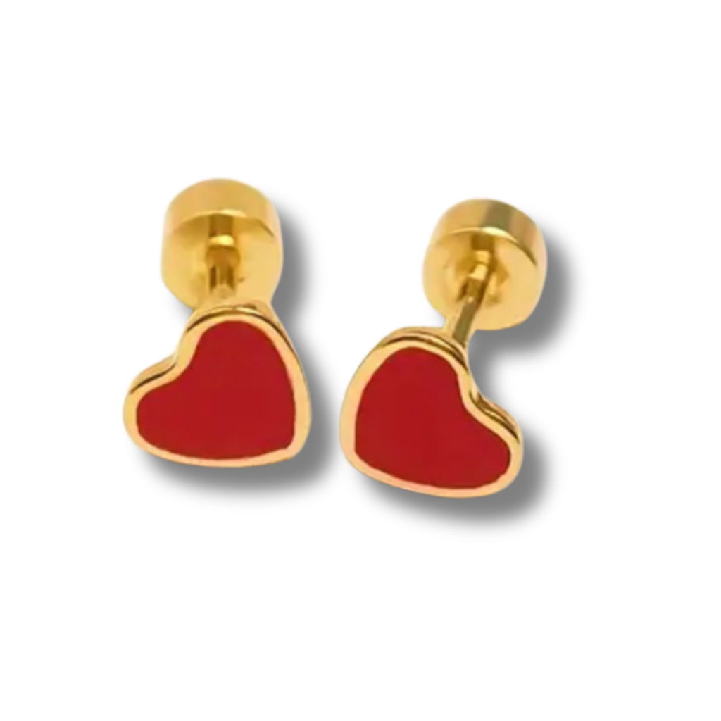18K Vermeil & Red Enamel Heart Earrings