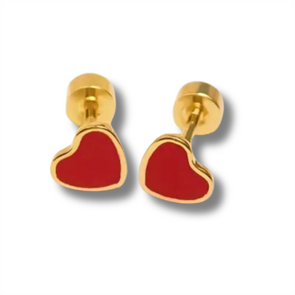 18K Vermeil & Red Enamel Heart Earrings
