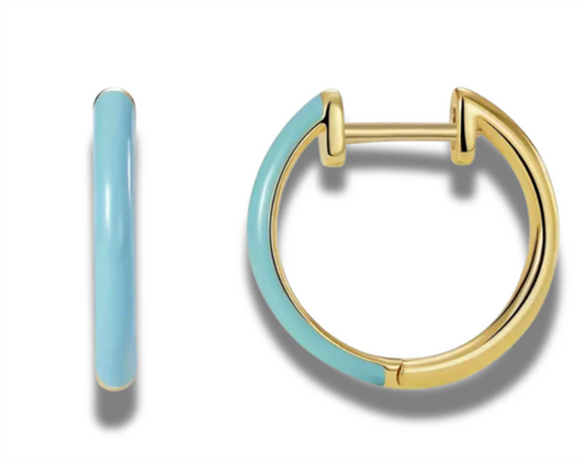 18K & Blue Enamel Gretchen Laguna Hoop Earrings