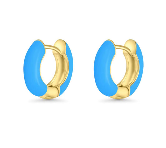 14K Vermeil & Blue Enamel Earrings