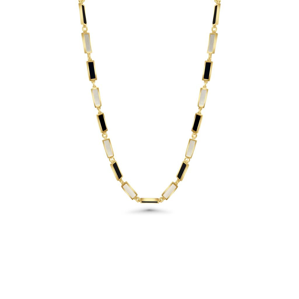 14K Vermeil Mother of Pearl & Black Onyx Necklace