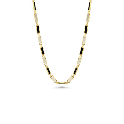 Gold Vermeil Angela Mother of Pearl & Black Onyx Necklace