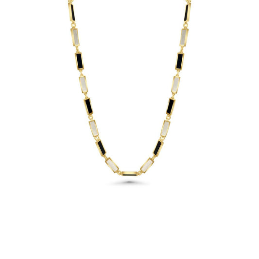 14K Vermeil Mother of Pearl & Black Onyx Necklace