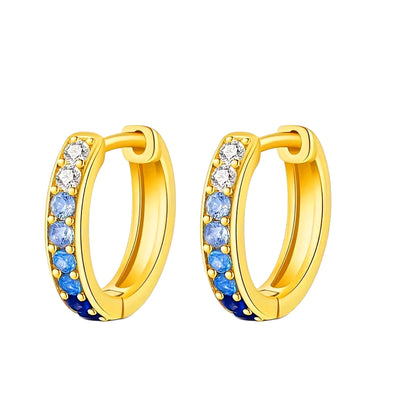 Gold Vermeil Blue Ombre Huggie Hoop Earrings