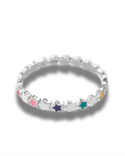 Sterling Silver Enamel Star Ring
