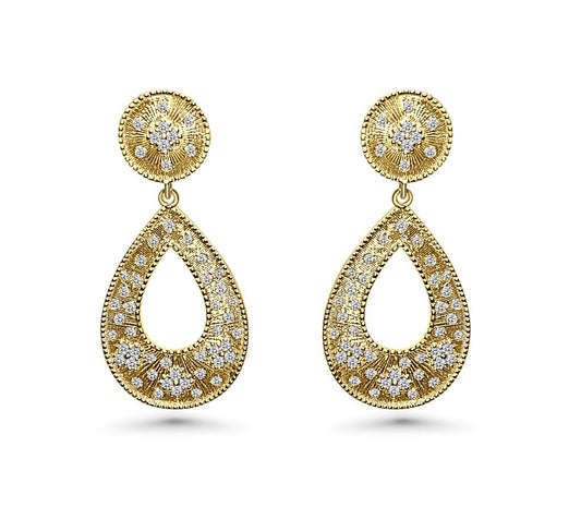 Gold Vermeil Diana Brushed Fleur Antique Drop Earrings