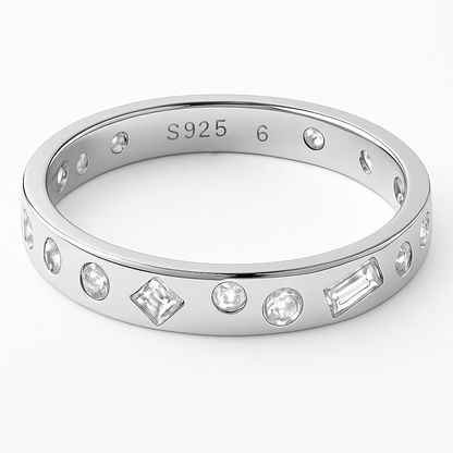 Sterling Silver Mélange Bezel Set Stone Ring