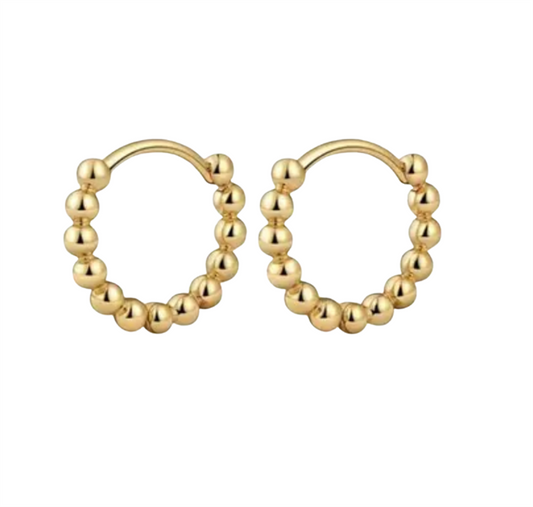14K Vermeil Beaded Hoop Earrings