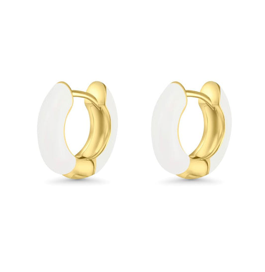 14K Vermeil & White Enamel Earrings