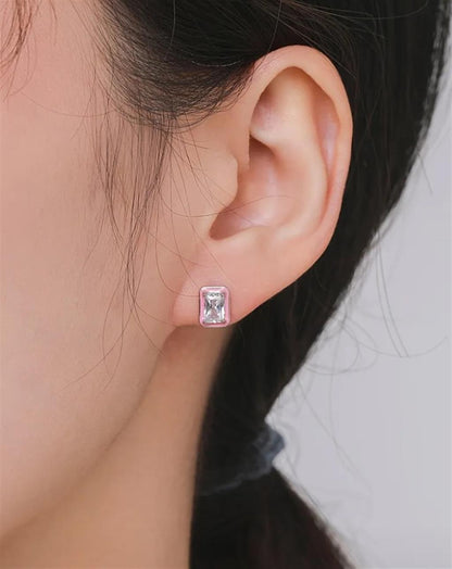 Sterling Silver & Pink Enamel Studs