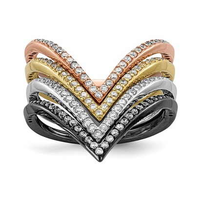 Sterling Silver Robyn Pave Stacking Rings