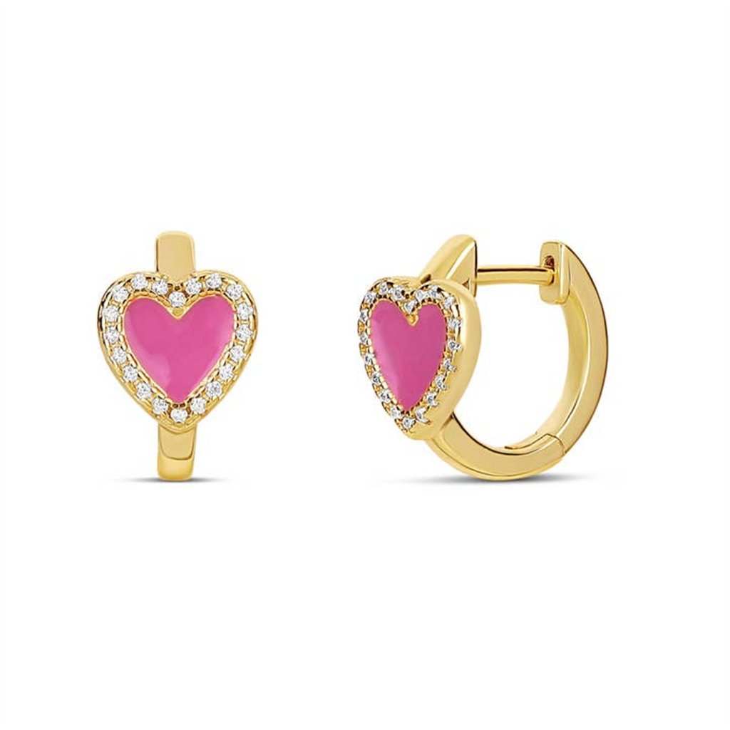 14K Vermeil Heart Huggie Earrings