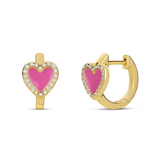 14K Vermeil Heart Huggie Earrings