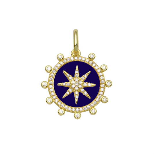 18K Vermeil Navy Enamel Compass Charm
