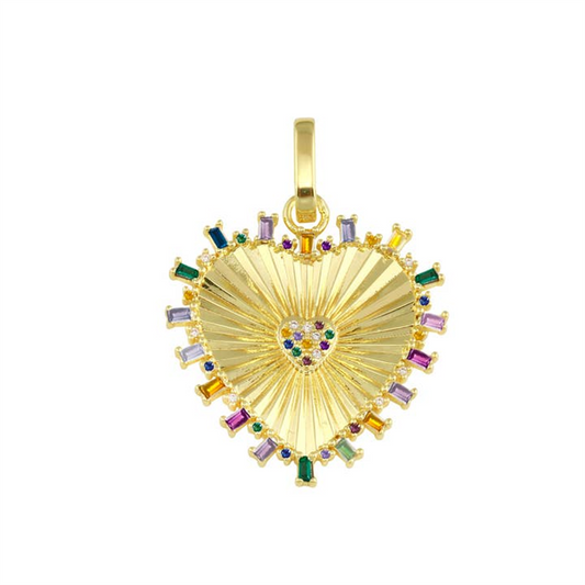 18K Vermeil Fluted Rainbow Heart Charm