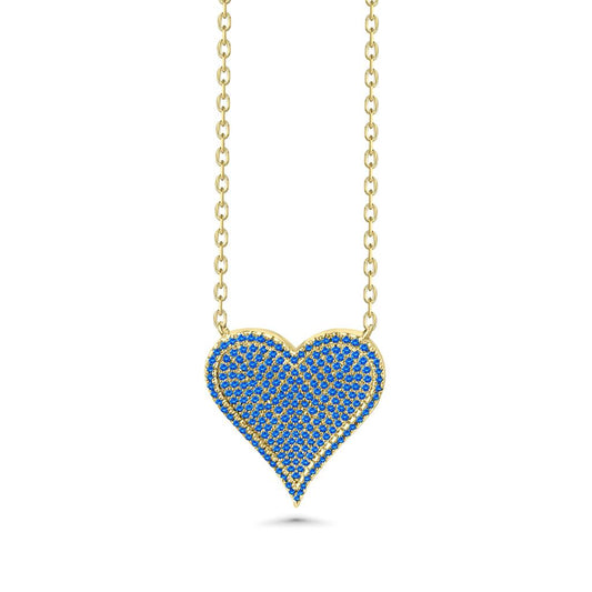 14K Vermeil Blue Heart Pendant Necklace