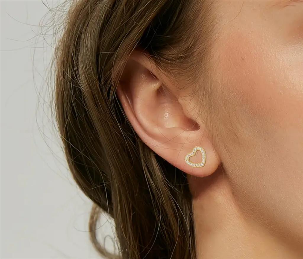 14K Vermeil Open Heart Earrings