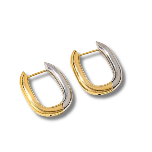 18K Two-Tone U-Shaped Lois Earrings