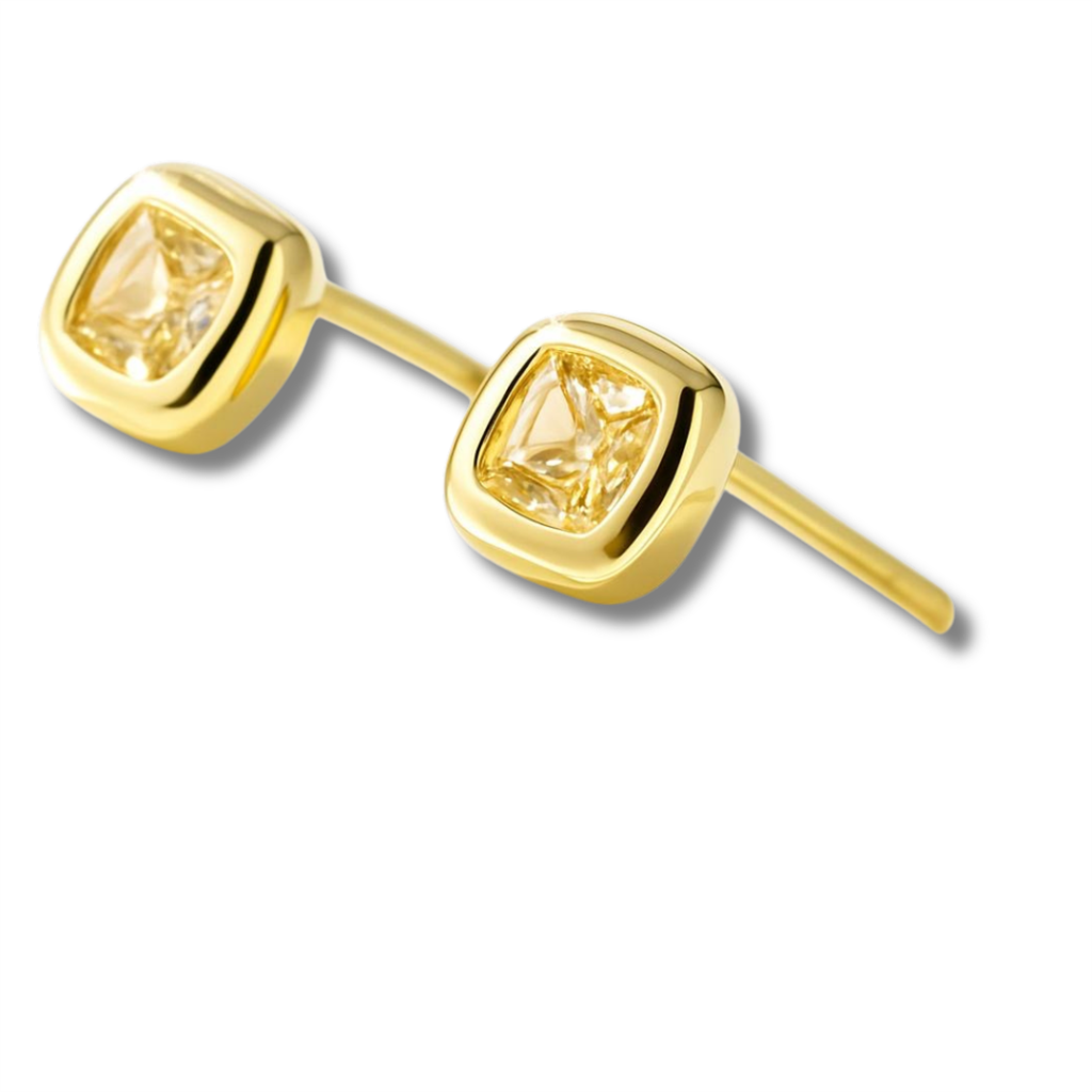 14K Vermeil Bezel Set Earrings