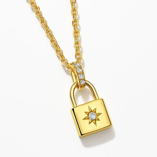 14K Vermeil North Star Lock Necklace