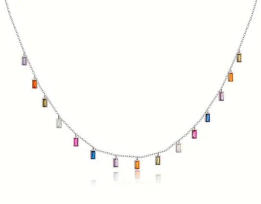Sterling Silver Prism Dangle Necklace