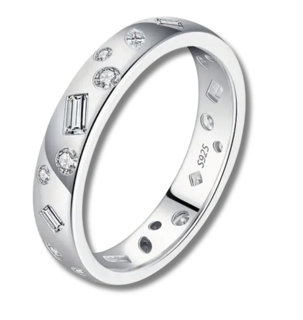 Sterling Silver Mélange Bezel Set Stone Ring