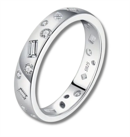 Sterling Silver Mélange Bezel Set Stone Ring