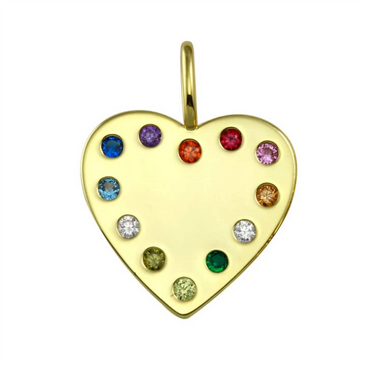 18K Vermeil Rainbow Easel Heart Charm