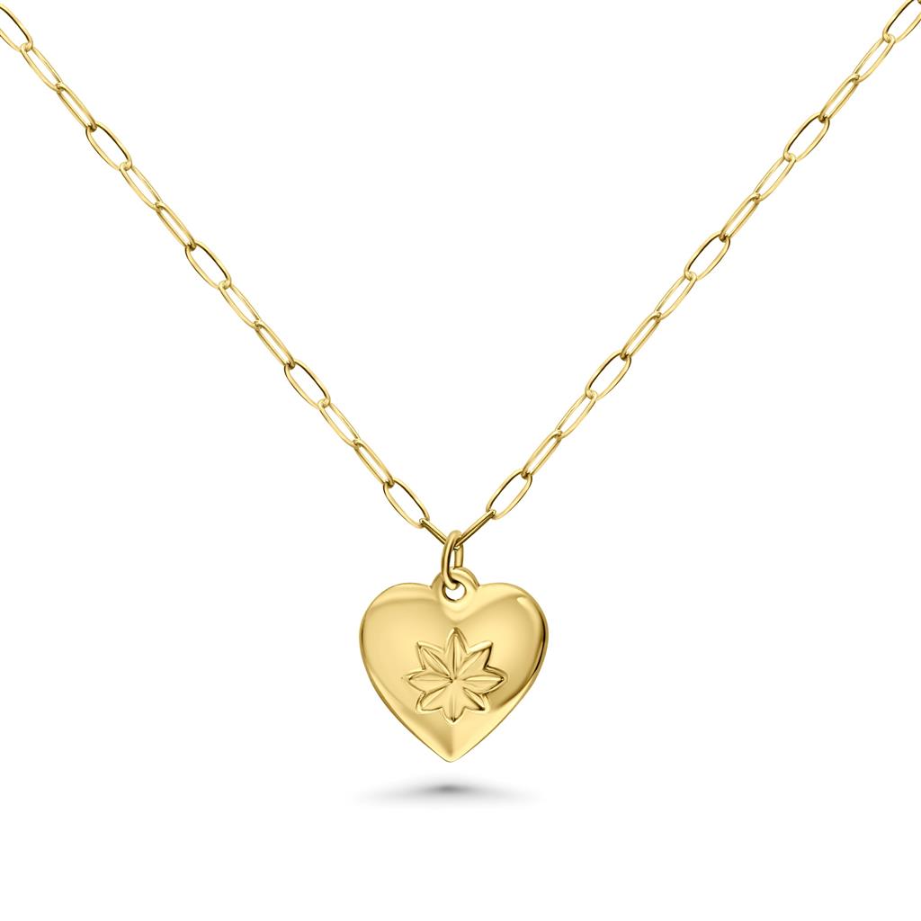 14K Vermeil Embossed Puffy Heart Necklace