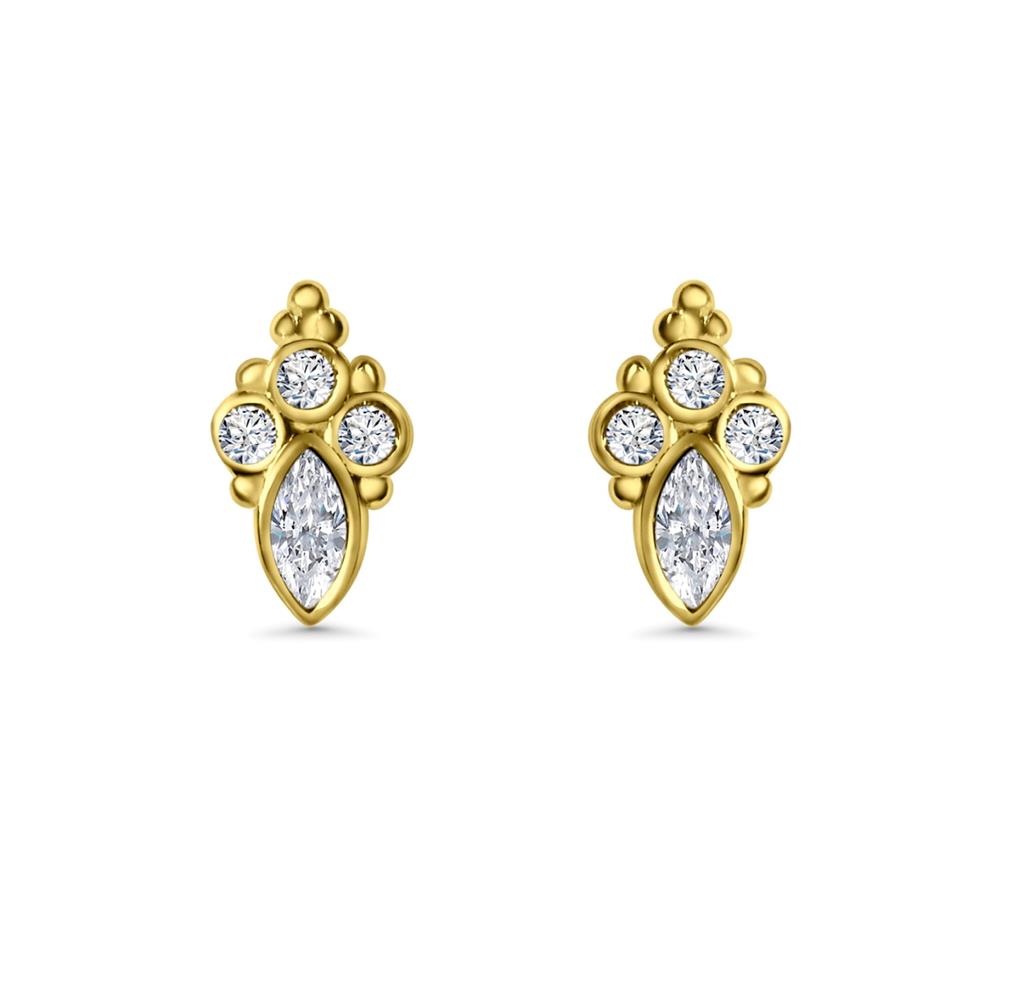14K Vermeil Botanical Cluster Earrings