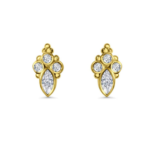 14K Vermeil Botanical Cluster Earrings