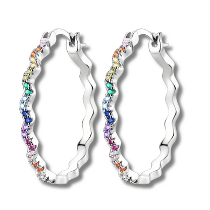 Sterling Silver Rainbow Wave Earrings