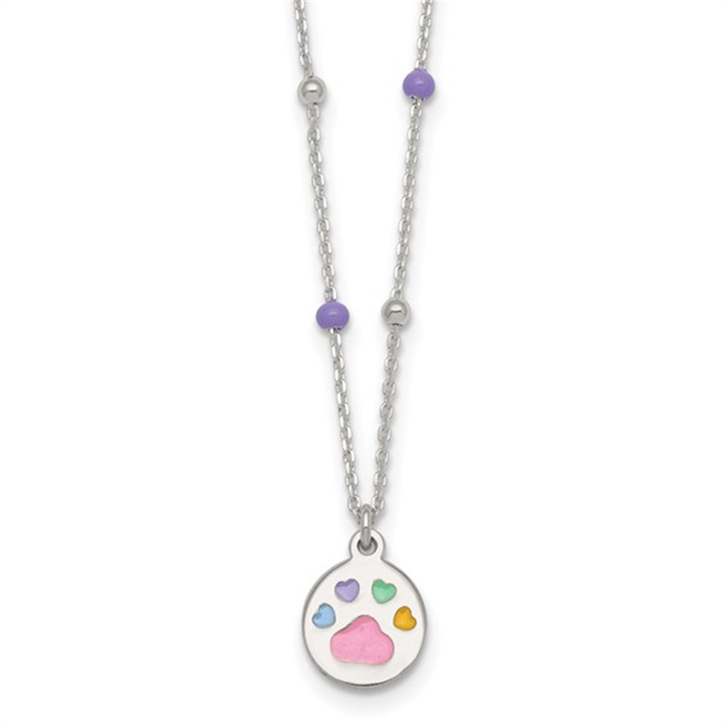 Sterling Silver Furever Friends Paw Necklace