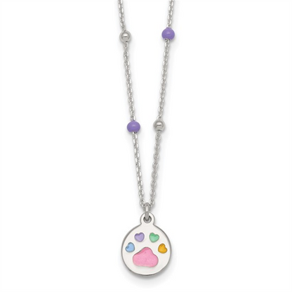 Sterling Silver Chloe Furever Friends Paw Necklace